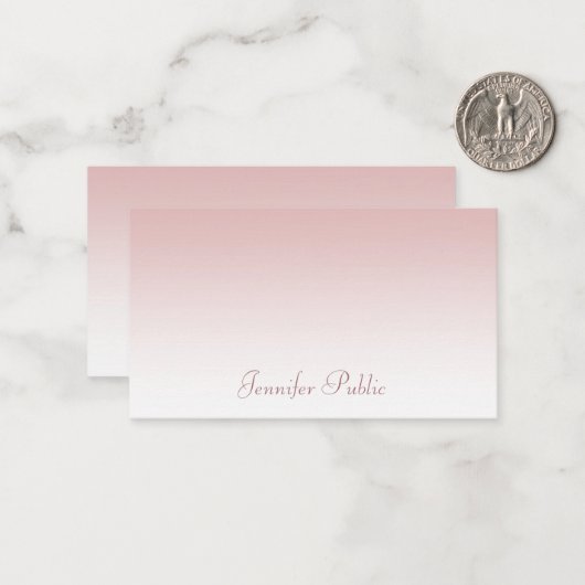 Kalligraphischer Skriptname Moderne Rose Gold Tren Mitteilungskarte (Vorderseite/Rückseite Beispiel)