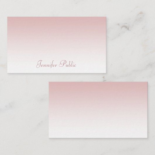 Kalligraphischer Skriptname Moderne Rose Gold Tren Mitteilungskarte (Vorne/Hinten)