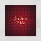 Kalligraphischer Skriptname Red Damask Template Ch Quadratische Visitenkarte (Vorderseite)