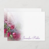 Kalligraphischer Skriptname Watercolor-Rose-Blume Mitteilungskarte (Vorne/Hinten)