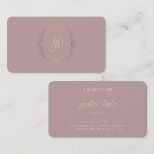 Kalligraphisches Skript Moderne Monogramm-Vorlage Visitenkarte (Vorne/Hinten)