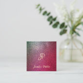 Kalligraphisches Skript Moderner glamouröser Glitz Quadratische Visitenkarte (Stehend Vorderseite)