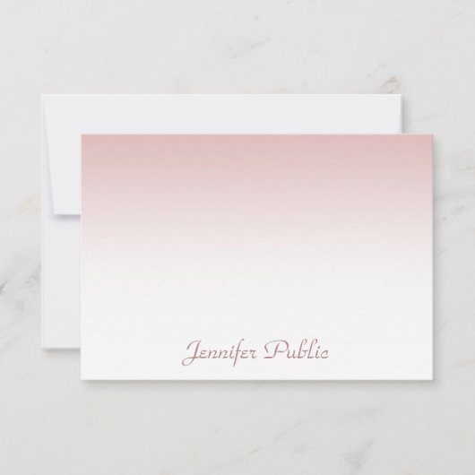 Kalligraphisches Skript Schöne Rose Gold Template Mitteilungskarte (Vorderseite)