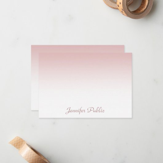 Kalligraphisches Skript Schöne Rose Gold Template Mitteilungskarte (Vorderseite/Rückseite Beispiel)