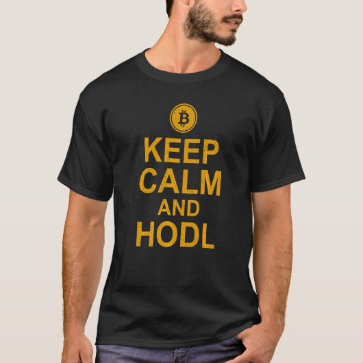 Kalm and Hodl Bitcoin BTC Crypto Mens Sprichwort b T-Shirt (Vorderseite)