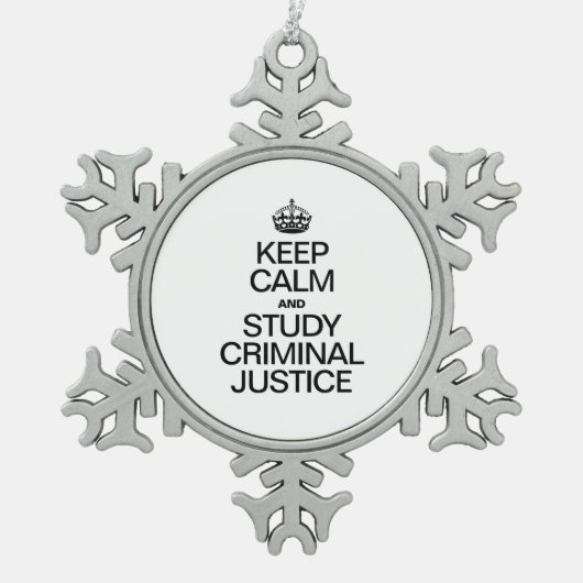 KALM UND STUDIERENDE STRAFGERICHTSPRECHUNG behalte Schneeflocken Zinn-Ornament (Vorderseite)