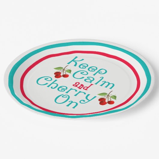 Kalmare und Kirsche auf Papierplatte behalten Pappteller (Schrägansicht)