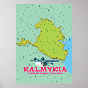 Kalmykia Russland-Karte Poster