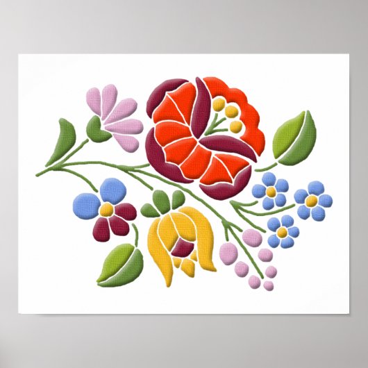 Kalocsa Stickerei - Ungarische Volkskunst Poster (Vorne)