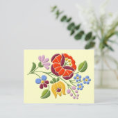 Kalocsa Stickerei - Ungarische Volkskunst Postkarte (Stehend Vorderseite)