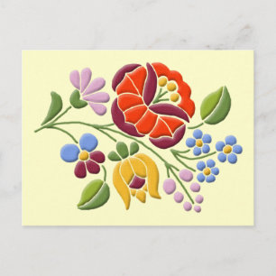 Kalocsa Stickerei - Ungarische Volkskunst Postkarte