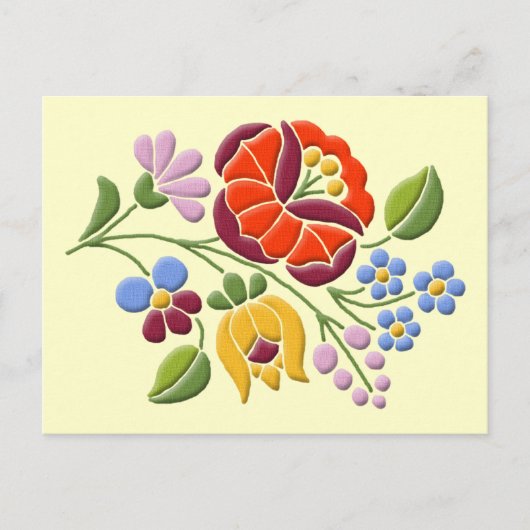 Kalocsa Stickerei - Ungarische Volkskunst Postkarte (Vorderseite)