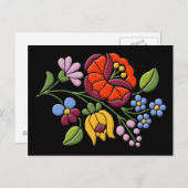 Kalocsa Stickerei - ungarische Volkskunst Postkarte (Vorne/Hinten)