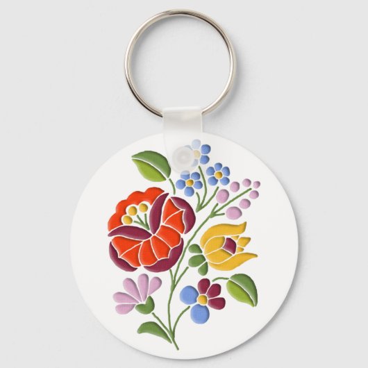 Kalocsa Stickerei - Ungarische Volkskunst Schlüsselanhänger (Vorderseite)