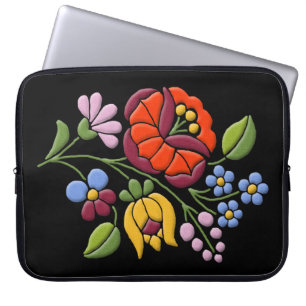 Kalocsa Stickerei - Ungarische Volkskunst schwarz Laptopschutzhülle