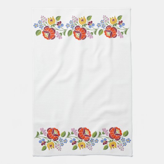 Kalocsa Stickerei-ungarisches Volkskunstmuster Geschirrtuch (Vertikal)