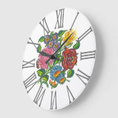 Kalocsai Floral&Roman Zahlen Große Wanduhr (Winkel)