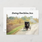 Kalona, Iowa Herbst Abendmahl Pferd und Buggy Postkarte (Vorne/Hinten)