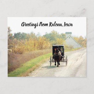 Kalona, Iowa Herbst Abendmahl Pferd und Buggy Postkarte