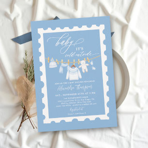 Kalt draußen Briefmarke Winter Junge Baby Shower Einladung