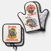 Kaltbier am 4. Juli Ofenhandschuh & Topflappen-Set (Vorderseite/Rückseite)