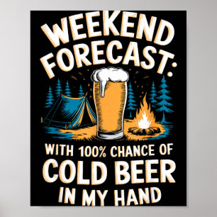 Kaltbier-Camping-Berg-Grafik Poster
