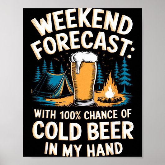 Kaltbier-Camping-Berg-Grafik Poster (Vorne)