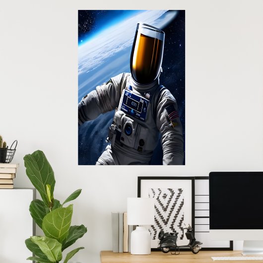 Kaltbier im Anzug | AI Art Poster (Heimbüro)