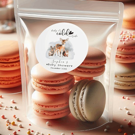 Kälte Außerhalb Winter Waldtierschnee Runder Aufkleber