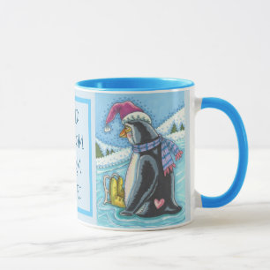 KALTE FLASCHE WARMES HERZ, PENGUIN CHRISTMAS TASSE