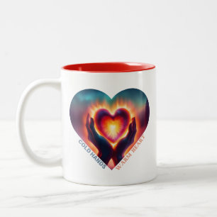 Kalte Hände warmes Herz Zweifarbige Tasse