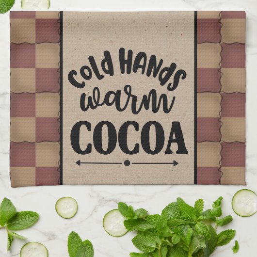 Kalte Hände warmes Kakao - primitiver Stil Geschirrtuch (Gefaltet)