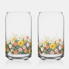 Kalte Kaffee-Glasflasche mit Blumen Dosenglas