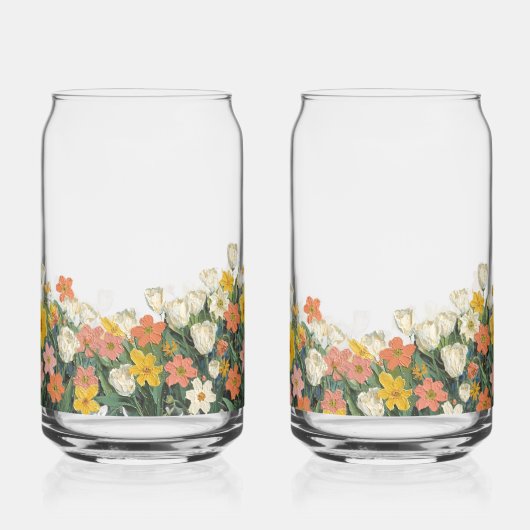Kalte Kaffee-Glasflasche mit Blumen Dosenglas (Links)