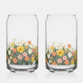 Kalte Kaffee-Glasflasche mit Blumen Dosenglas (Rückseite)