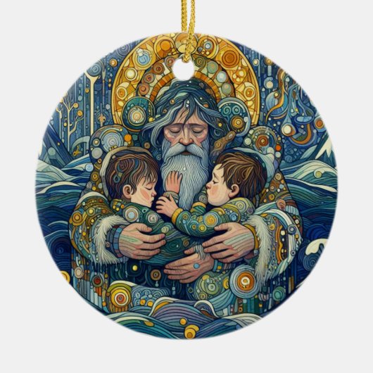 "Kalte Nacht, starke Waffen" Keramik Ornament (Vorne)