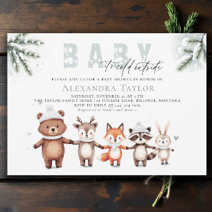 Kälte Outdoor Woodland Tiere Winter Baby Dusche Einladung