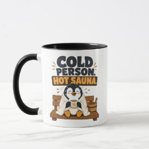 Kalte Person Heiße Sauna Schwitzendes Pinguin-Desi Tasse