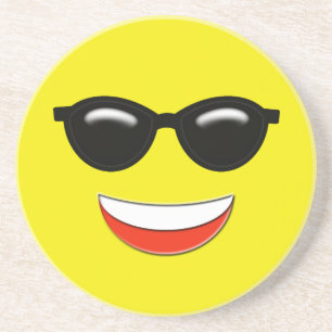 Kalte Sonnenbrille Emoji Sandstein Untersetzer