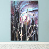 Kalte Winternacht mit Vollmondmalerei Leinwanddruck (Insitu (Holzboden))