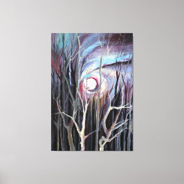 Kalte Winternacht mit Vollmondmalerei Leinwanddruck