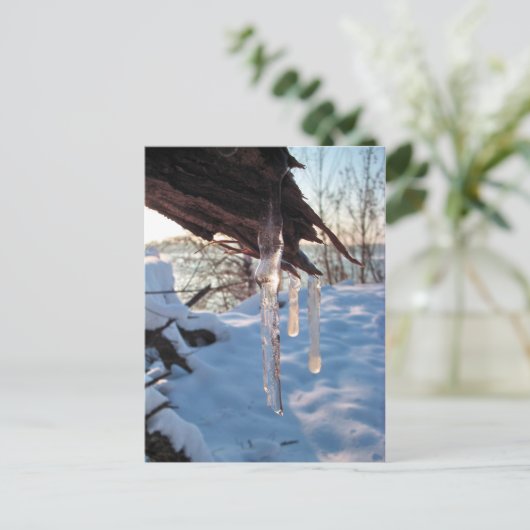 kalte Winterräder nach dem ersten Schneesturm Postkarte (Stehend Vorderseite)