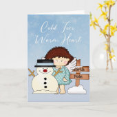 Kalte Zehen Warmes Herz - Winter Engel & Schneeman Karte (Gelbe Blume)