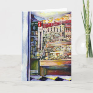 Kalter Brei in einem heißen Deli Feiertagskarte