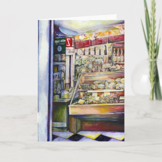 Kalter Brei in einem heißen Deli Feiertagskarte