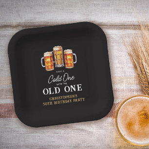 Kalter für den Alten beim Bier zum 50. Geburtstag Pappteller