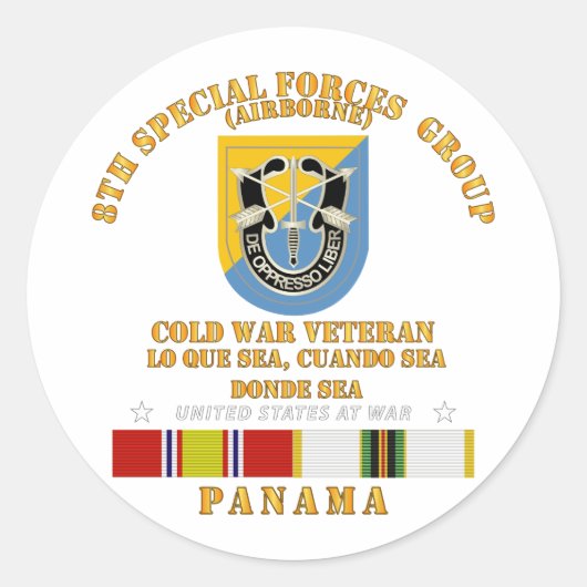 Kalter Krieg - 8. Special Forces Group - Panama Runder Aufkleber (Vorderseite)