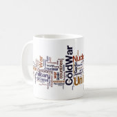 Kalter Kriegs-Wort-Wolke Kaffeetasse (Vorderseite Links)