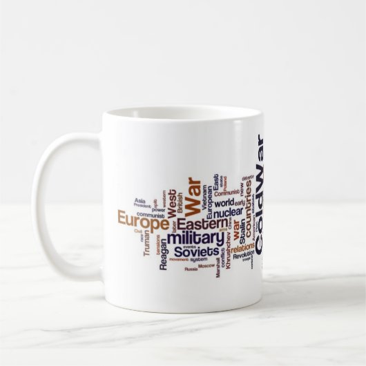 Kalter Kriegs-Wort-Wolke Kaffeetasse (Links)