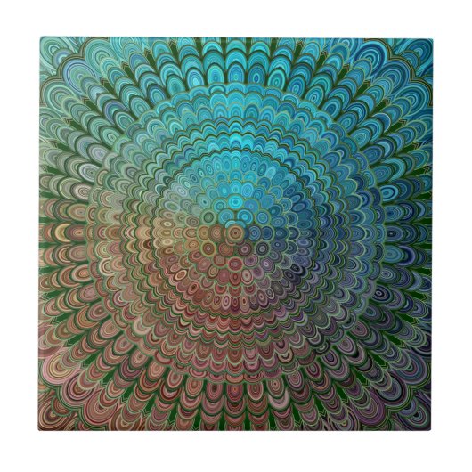 Kalter MetallBlumeMandala Fliese (Vorderseite)